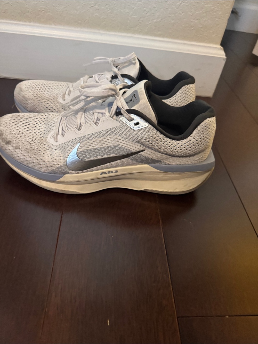 Nike Men's Light Gray and White Air Cushion Running Shoes